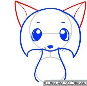 卡通小狐狸简笔画步骤分解图-4