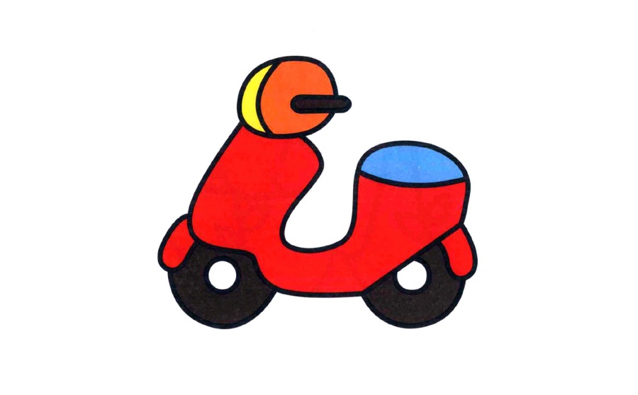 女式摩托简笔画涂色图片-2