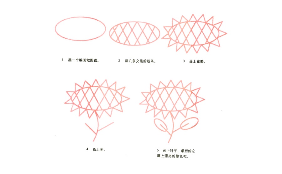 手绘向日葵简笔画画法步骤图-1