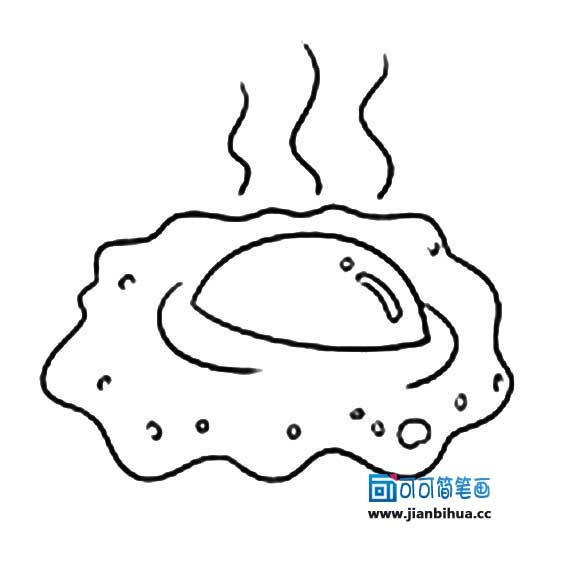 煎鸡蛋简笔画作品欣赏-1