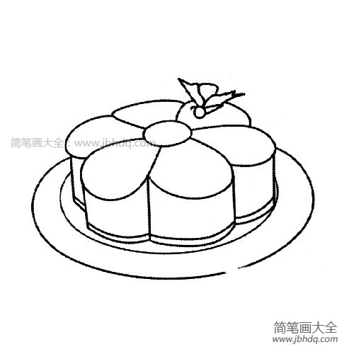 中秋节花瓣月饼简笔画图片-1