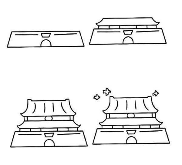 天安门简笔画画法步骤：怎么画天安门-1