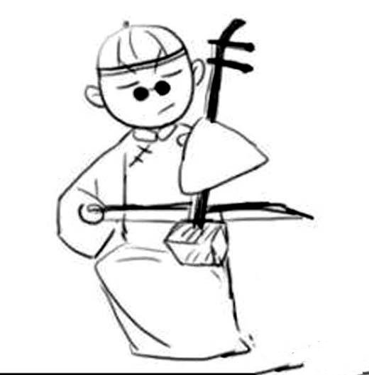 儿童拉二胡的情景简笔画图片-1