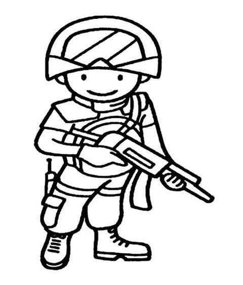 幼儿八一建军节简笔画图片：陆军军人-1