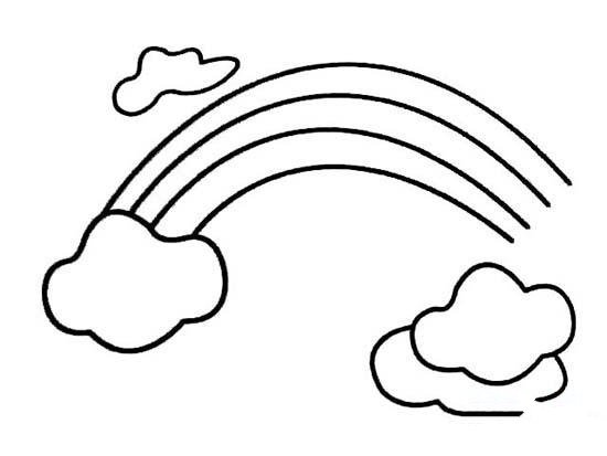幼儿空中的彩虹云朵简笔画图片-1