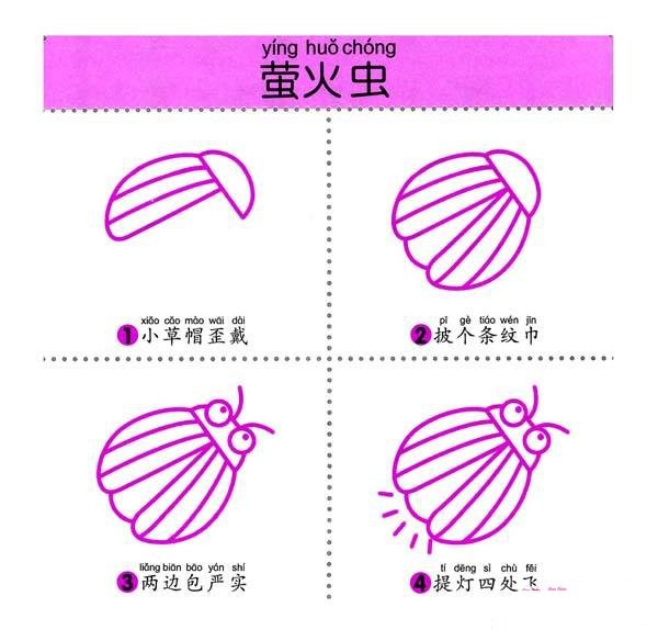 萤火虫简笔画画法步骤：怎么画萤火虫-1