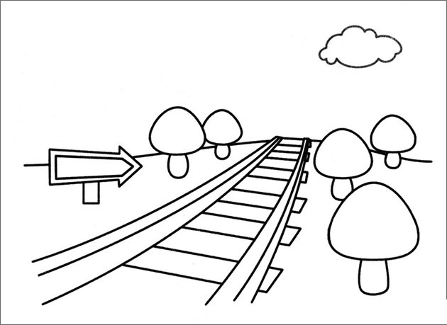 乡间铁路简笔画-1