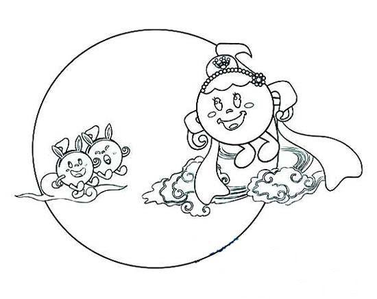 儿童可爱的中秋节简笔画图片-1