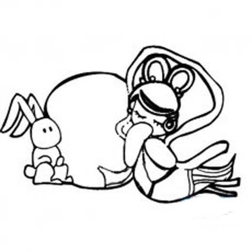 幼儿中秋节主题简笔画图片：嫦娥与玉兔-1
