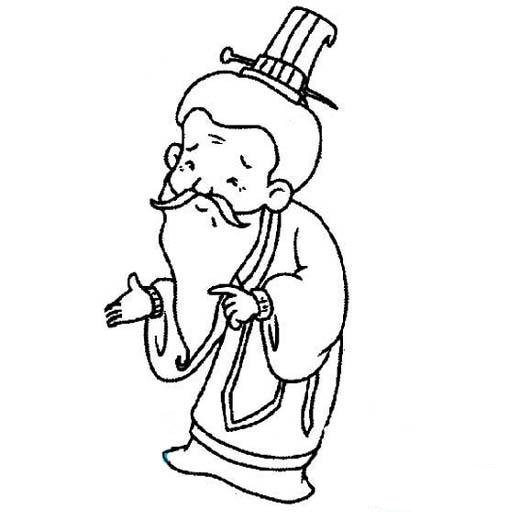 古代老爷爷人物肖像简笔画图片-1