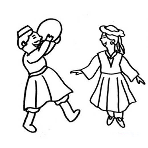 六一儿童节简笔画图片：少数民族儿童庆六一-1