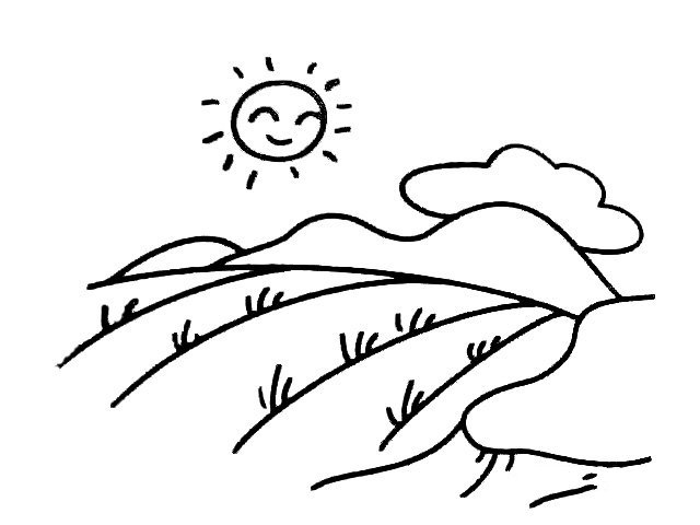 阳光田野简笔画-1